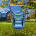 thumbnail image 3 of BAYUELSWU Hammock Chair with 2 Cushions, Hanging Rope Rope Swing for Indoor/Outdoor, Garden Yard, Backyard, Living Room (Blue), 3 of 5