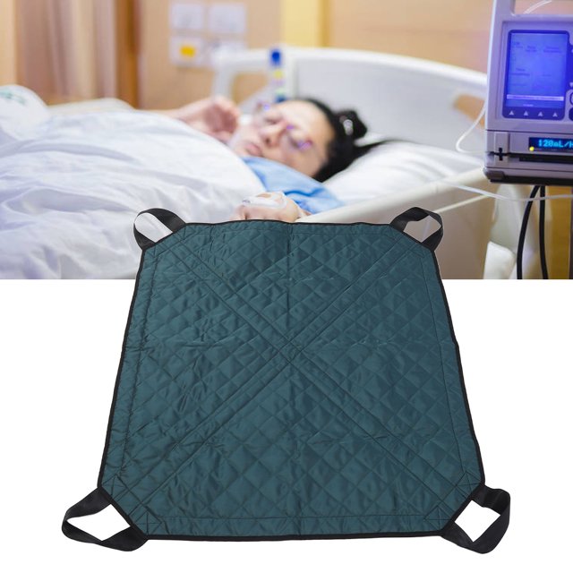 Alèse de Positionnement, Drap de Transfert Imperméable 4 Poignées Double Couche Lavable Vert Foncé pour Levage pour Groupe