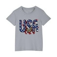 thumbnail image 1 of Vestido Corto de Verano Niños Niños Niñas Camiseta de Algodón Cuello Redondo Lindo Día de la Independencia Imprimir Top, 1 of 6