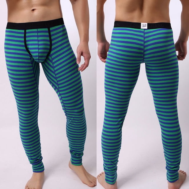 YUEHAO - Ropa interior para hombre, con rayas transpirables y parches, leggings de tiro bajo, calzoncillos largos térmicos, ropa interior para hombre