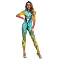 thumbnail image 3 of Mono con estampado de líneas blancas para mujer, traje de arte abstracto, traje de fiesta para mujer, traje de licra para fitness, 3 of 5