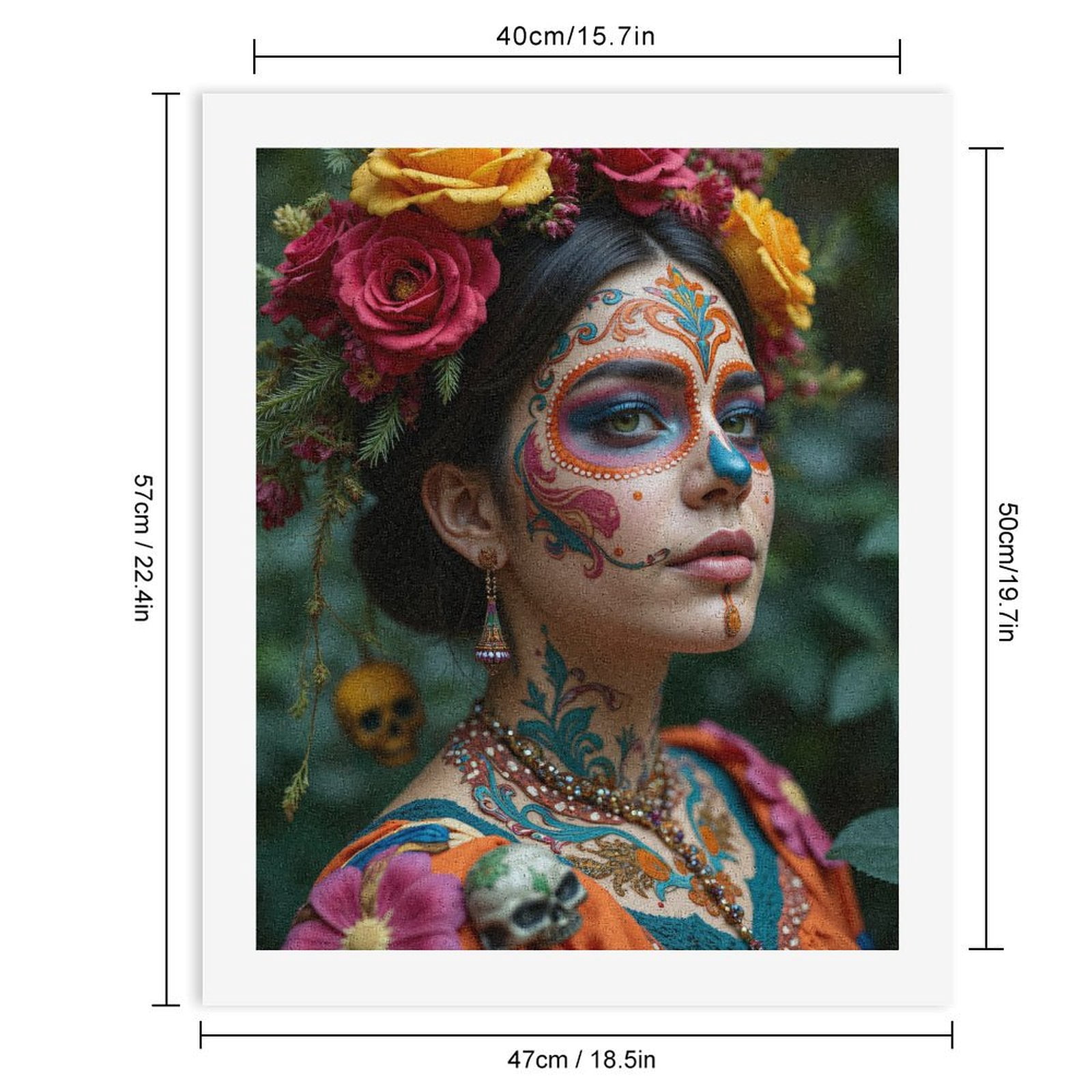 Paint By Numbers Kit for Adults Beginner - Colorful Floral Face Art Portrait DIY Canvas Painting Kits for Adults, Frameless Paint By Number for Adults for Home Wall Decor 16x20 Inch