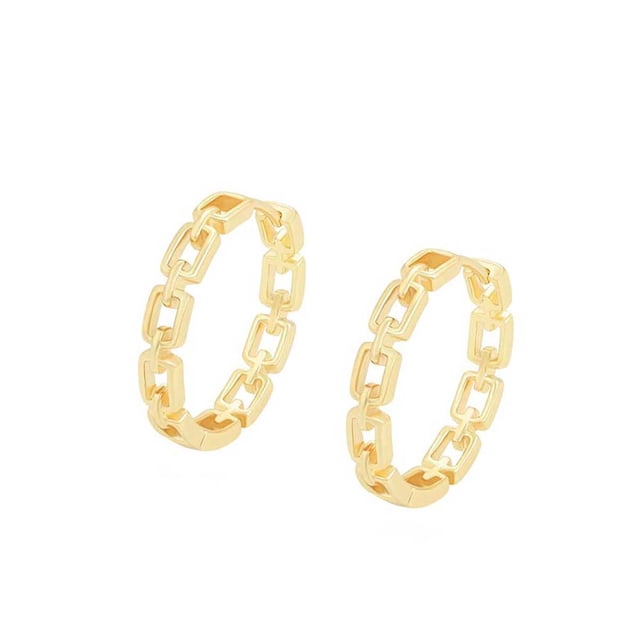 Modernos Aretes Arracadas Mediana Eslabones Dama Oro 18K Lam dorado Unitalla