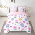 thumbnail image 2 of Homewish Cute Blossom 7pcs Bedding Comforter Set,Kawaii Polka Dots Queen Bedding Sets,Multicolor Floral Daisy Queen Sheet Sets For Teens,Luxury Bedroom Decor Reversible, 2 of 8