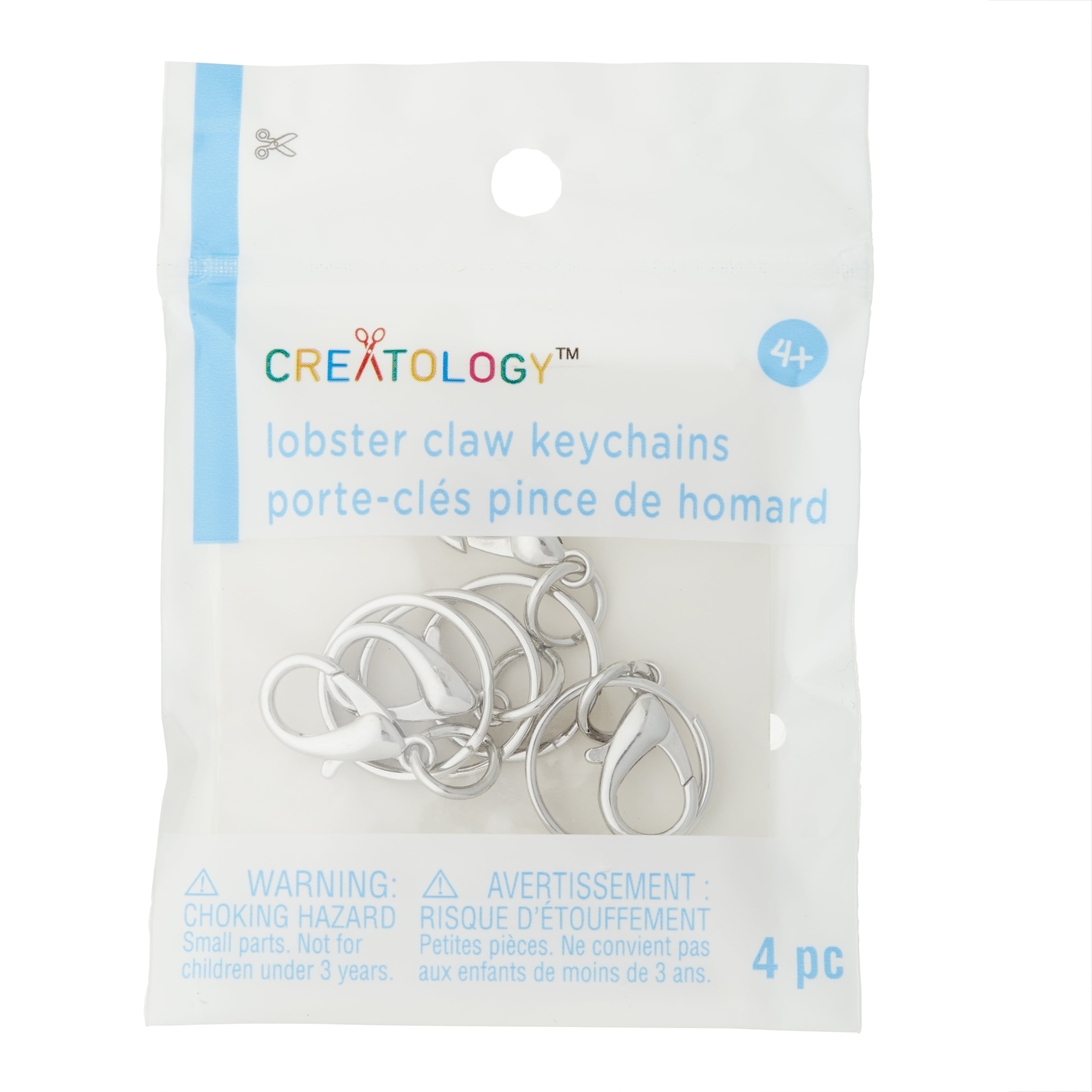 12 Packs: 4 ct. (48 total) Rhodium Lobster Claw Key Rings by Creatology™