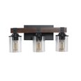 thumbnail image 2 of 3 Lights 18.5inch Bathroom Vanity Light Fixtures , Wooden Farmhouse Vanity Lights Rustic Bathroom Lights Over Mirror with Clear Glass Shade Black Industrial Wall Sconce, 2 of 7