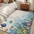 thumbnail image 5 of Ocean Fish Area&nbsp;Rug 3x5ft Nautical Green Blue Sea Fish Coral Seashell Seaweed Linen Non-Slip&nbsp;Washable Square&nbsp;Rugs Soft Felt Indoor Floor Mat for Bedroom Kitchen Living Room Bathroom, 5 of 9
