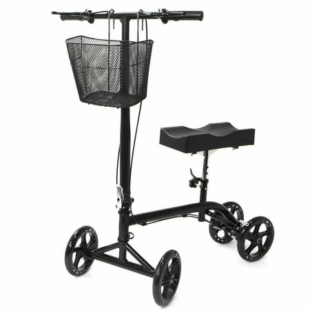 Steerable Foldable Knee Walker Medical Leg Supporter Scooter Turning Dual Brake Basket Drive Cart