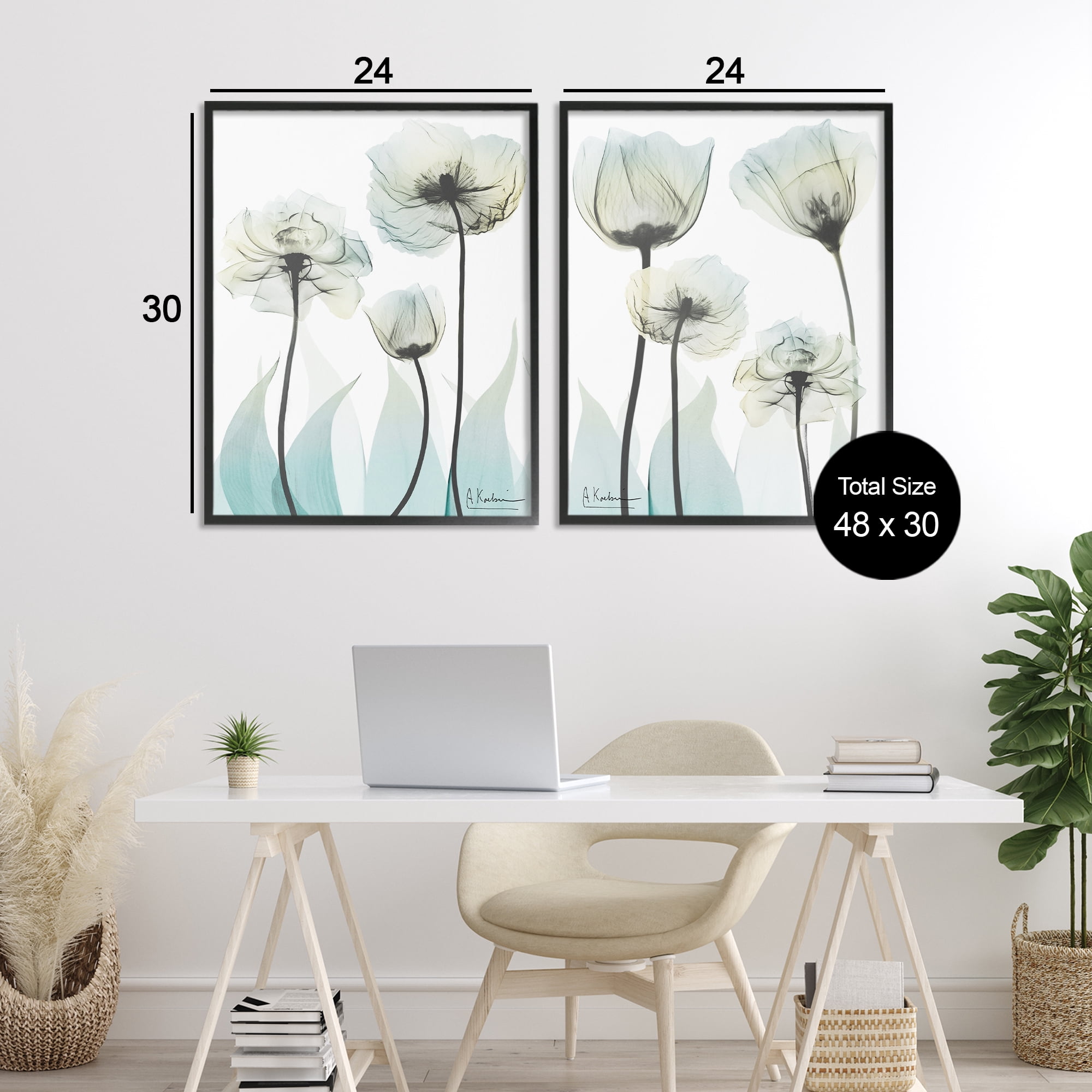 Stupell Industries Luxury Of Creation Flowers 2 Piece Black Framed Giclee Art Set, design by Albert Koetsier