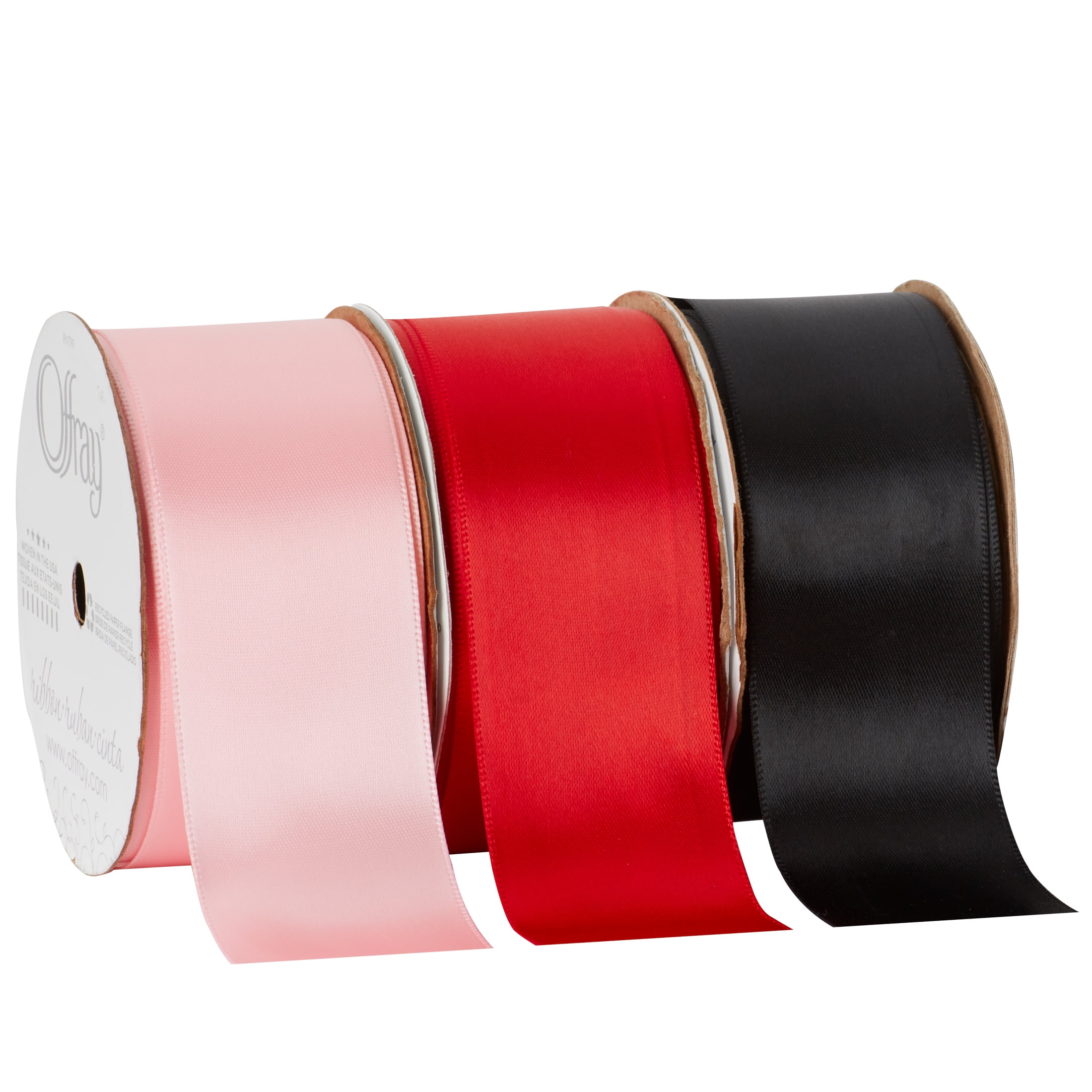 (3 pack) Offray Ribbon, Pink Blush 1 1/2 inch Double Face Satin Polyester Ribbon for Wedding, Sewing, and Crafts, 12 feet, 1 Each