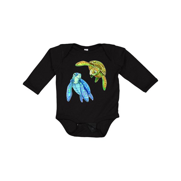 Inktastic Sea Turtles Swimming Together Boys or Girls Long Sleeve Baby Bodysuit