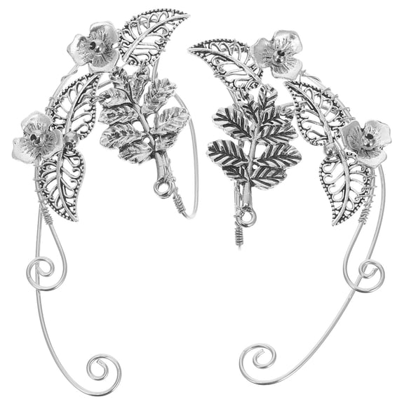 MUSEYA 1 Pair Elf Cuff Earring Silver Alloy Comfortable Wear Ear Cuffs for Stage Performance