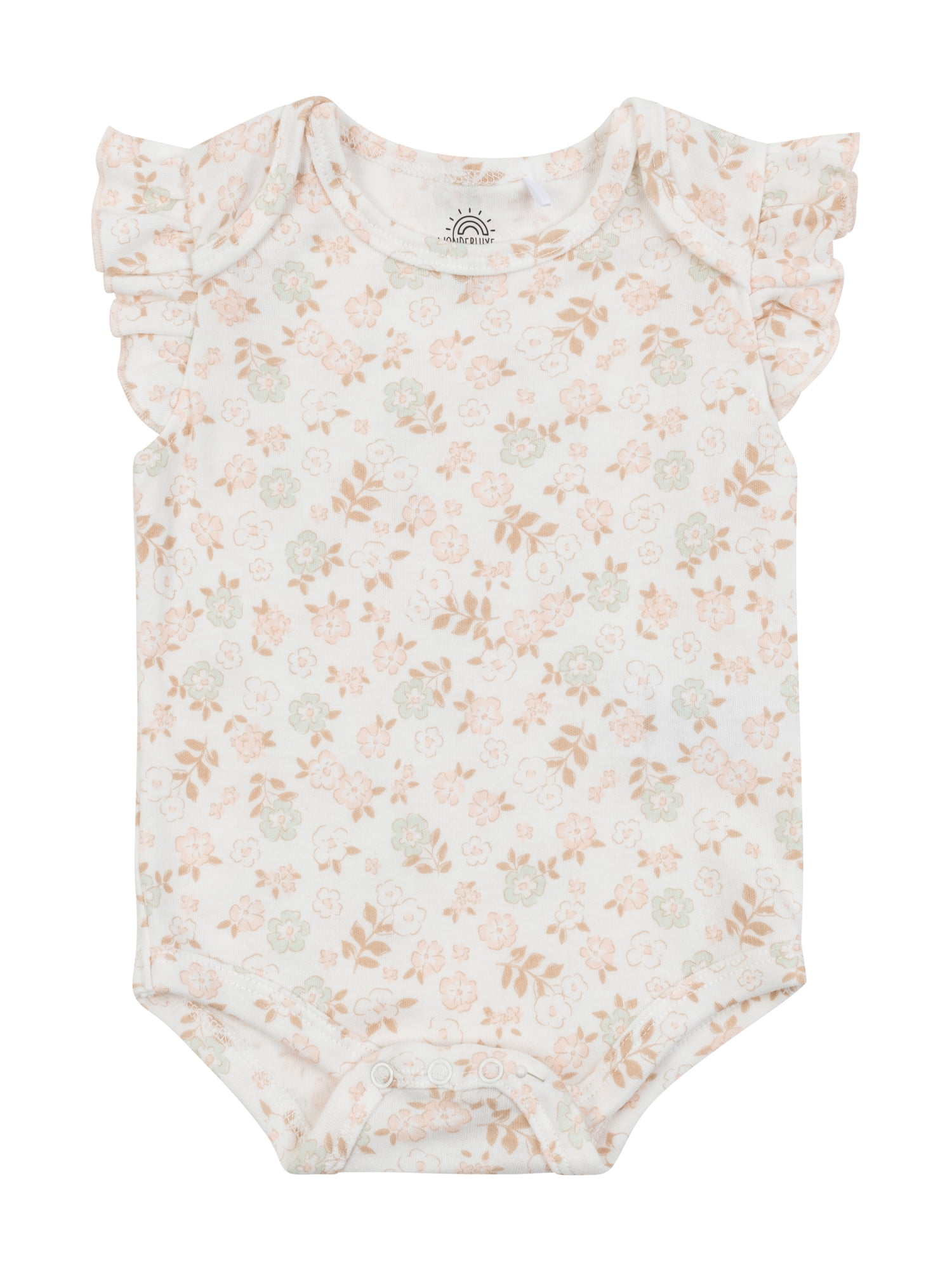 Wonderluxe Newborn Girls' Short Sleeve Bodysuits, 3-Pack, Sizes 0-3M-6-9M