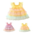 thumbnail image 4 of Zwiiyzr 2024 Toddler Baby Girls Summer Dress Sweety Princess Birthday Party Gown Fly Sleeve Butterfly Tutu Tulle Dress Yellow-6 Months, 4 of 4