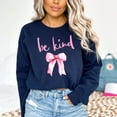 thumbnail image 5 of Be Kind Pink Bow Graphic Coquette Sweatshirt, 5 of 7