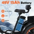 thumbnail image 4 of Electric Tricycle for Adults Folding E-Trike Motorized Tricycle Electric 3 Wheels Trike Powerful 500W Motor Electric Tricycle 48V15AH Lithium Battery Max 20MPH 20*4.0” Fat Tire E-Tricycle Orange, 4 of 12