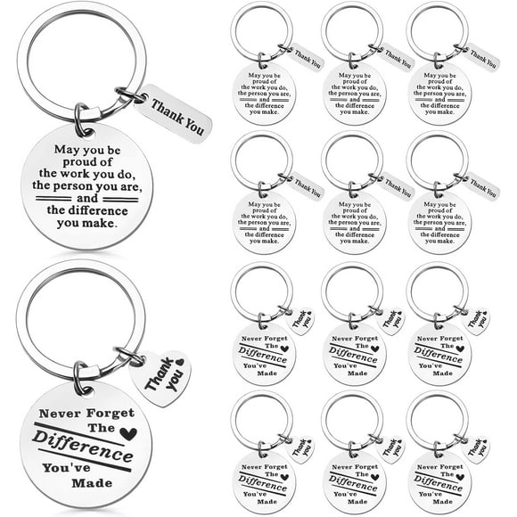 12 Pcs Christmas Thank You Keychain Inspirational Employee Appreciation Gift for Coworker Staff Team Nurse