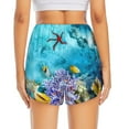 thumbnail image 3 of Picia Corals and Tropical Fish Pattern Women's 2 in 1 Athletic Running Shorts High Waisted Workout Casual Gym Sweat Shorts with Comfy Liner Zipper Pockets-Large, 3 of 9