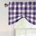 thumbnail image 3 of Purple Checkered Tie Up Valance Curtains for Windows, Kitchen Curtains Window Shades, Farmhouse Buffalo Plaid Light Filtering Roman Curtain Valances for Bedroom/Bathroom/Cafe 42"x12", 3 of 9