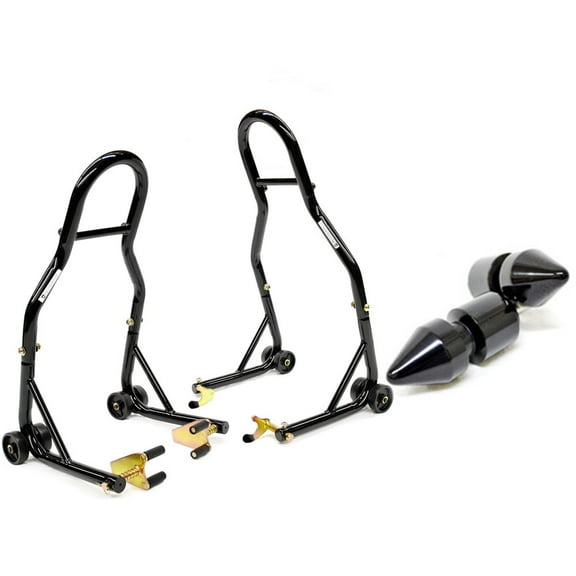 Venom Motorcycle Front Rear Dual Lift Stand - w/ Spools Compatible with Yamaha XV250 Virago 2007