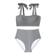 thumbnail image 5 of Trajes de baño para mujer, traje de baño de bikini de tirantes sin espalda de color liso para mujer, conjunto de bikini con bloques de color y hombros descubiertos, trajes de baño para mujer, trajes d, 5 of 6