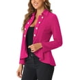 thumbnail image 4 of INSPIRE CHIC Women's Turn Down Collar Open Front High-Low Hem Gothic Peplum Blazer L Hot Pink, 4 of 5