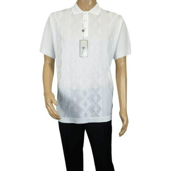 Mens Polo Shirt Slinky Sheer Short Sleeves Soft Touch by Stacy Adams 57007 White
