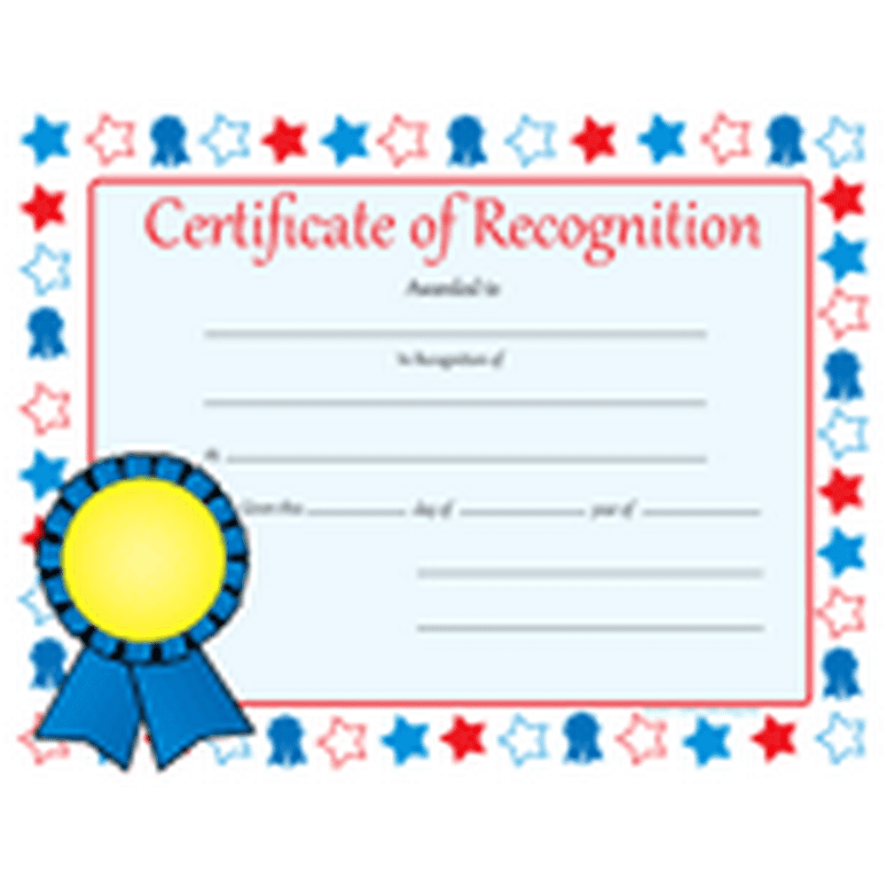 Recognition Certificate Certificate of Recognition