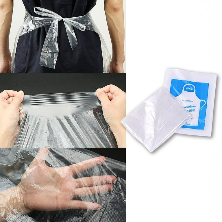 Yesbay 50Pcs/Bag Adults Aprons Transparent Waterproof Polyethylene  Adjustable Women Men Disposable Plastic Aprons Restaurant Supplies 