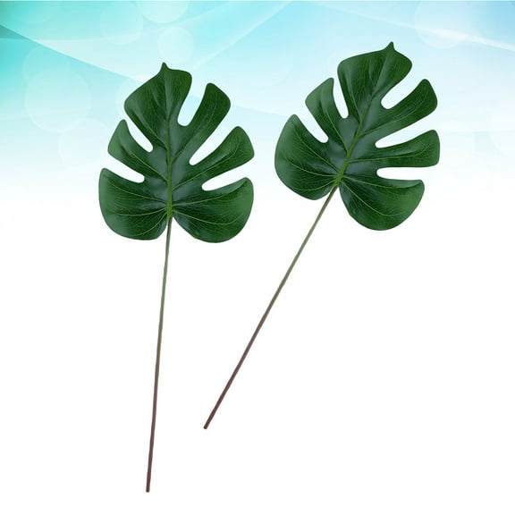 Minkissy 2-Pack Artificial Monstera Leaves Green Plastic for Party Decor, Indoor and Outdoor Use