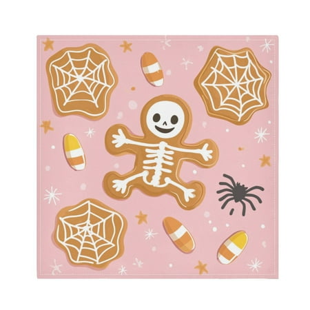 

WOBOGO Halloween Cookies and Gingerbread Men Pattern Cloth Napkins 4 Pieces Soft Elegant Touch Durable Absorbent Quick Drying for Elegant Dining