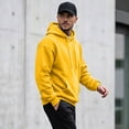 thumbnail image 4 of Mens Oversized Hoodies Sweatshirts | Fall Winter Hooded Collar Drawstring Pullover With Pocket for Workout Gym Yellow M, 4 of 6
