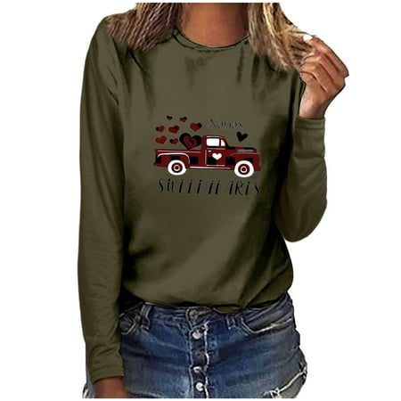 

Hvyesh Women s Valentine s Day Raglan Pullover Sweater Crewneck Heart Letter Sweatshirt Cricket Boyfriend Blouses Tops for Leggings Army Green shirts for women M