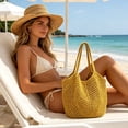 thumbnail image 5 of XQWJWLA Crochet Bag for Women, Crochet Tote Summer Bag Mesh Large Shoulder Bag (Yellow 14 x 11 x 10in), 5 of 7