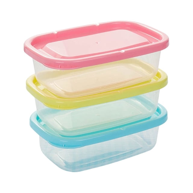 4pcs 200ml Mini Plastic Crisper Rectangular Food Container Kitchen Sealed Box for Refrigerator Microwave Oven ( Color)