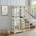 thumbnail image 5 of AENKYO 68" Antique Glass Display Case with E26 Bulb & Adjustable Shelves - Elegant Curio Cabinet for Living Room, White, 5 of 10