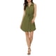 thumbnail image 1 of Vestido de camisa de mezclilla sin mangas con cuello y botones para mujer, con cinturón en la cintura, color verde militar, talla XL, 1 of 6
