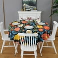 thumbnail image 2 of Pioneer Flower Floral Print Pattern Round Tablecloth 60"x60",Wrinkle Wipeable Table Cloth for Kitchen Dining Room Picnic Patio Party, 2 of 6