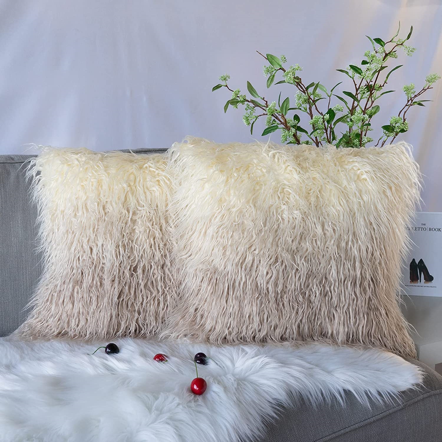 Decorative Faux Fur Fluffy pillow covers for Couch, Bed, Living Room