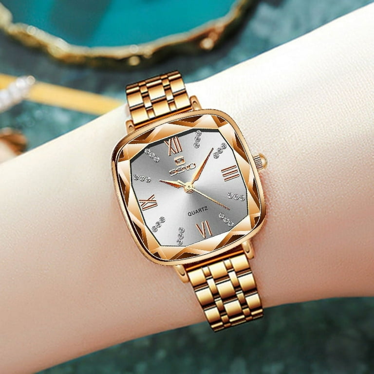 Ladies watch rose gold and clearance silver