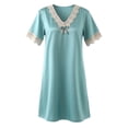 thumbnail image 3 of Women's Ice Silk Lace Trim Nightgown Short Sleeve Cooling Sleep Dress Breathable Lightweight Summer Nightshirt Loose Casual Lounge Dress Soft Comfortable Homewear for Women, 3 of 3