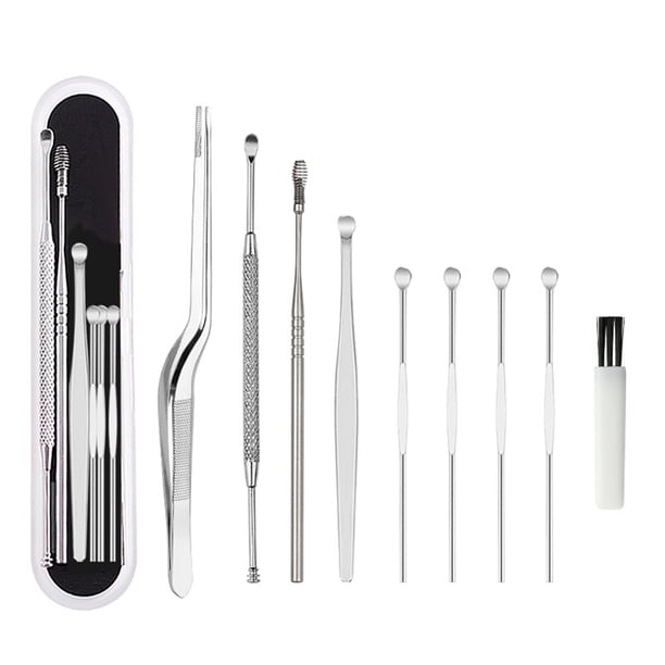 Orejera De Acero Inoxidable 8 Piezas Ear Pick Set De Acero Inoxidable Earpick Ear Wax Curette Remover Ear Clean Tool Con Estuche