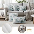 thumbnail image 6 of Spring Floral Pillow Covers 2 Pack White Blue Green Flowers Bottle Oil Painting Pillowcase Waterproof Outdoor Throw Pillow Cover for Patio Garden Square Cushion 18”x18”, 6 of 9