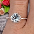 thumbnail image 5 of 1.50 Carat Round Cut Aquamarine Engagement Ring Wedding Anniversary Gift On 10k Rose Gold Halo Design, 5 of 5