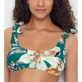 thumbnail image 2 of STUDIO ANN COLE Women's Teal Printed Stretch Push-Up Scoop-Neck Shoulder-Tie Bikini Adjustable Swimsuit Top S, 2 of 8