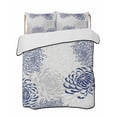 thumbnail image 2 of Blue White Full Size Down Alternative Comforter, Lightweight Comforter Quilt Bedding Set with Pillow Shams Abstract Grey Chrysanthemum Flower Floral All Seasons Bed Comforter Duvet Insert 78"x90", 2 of 7