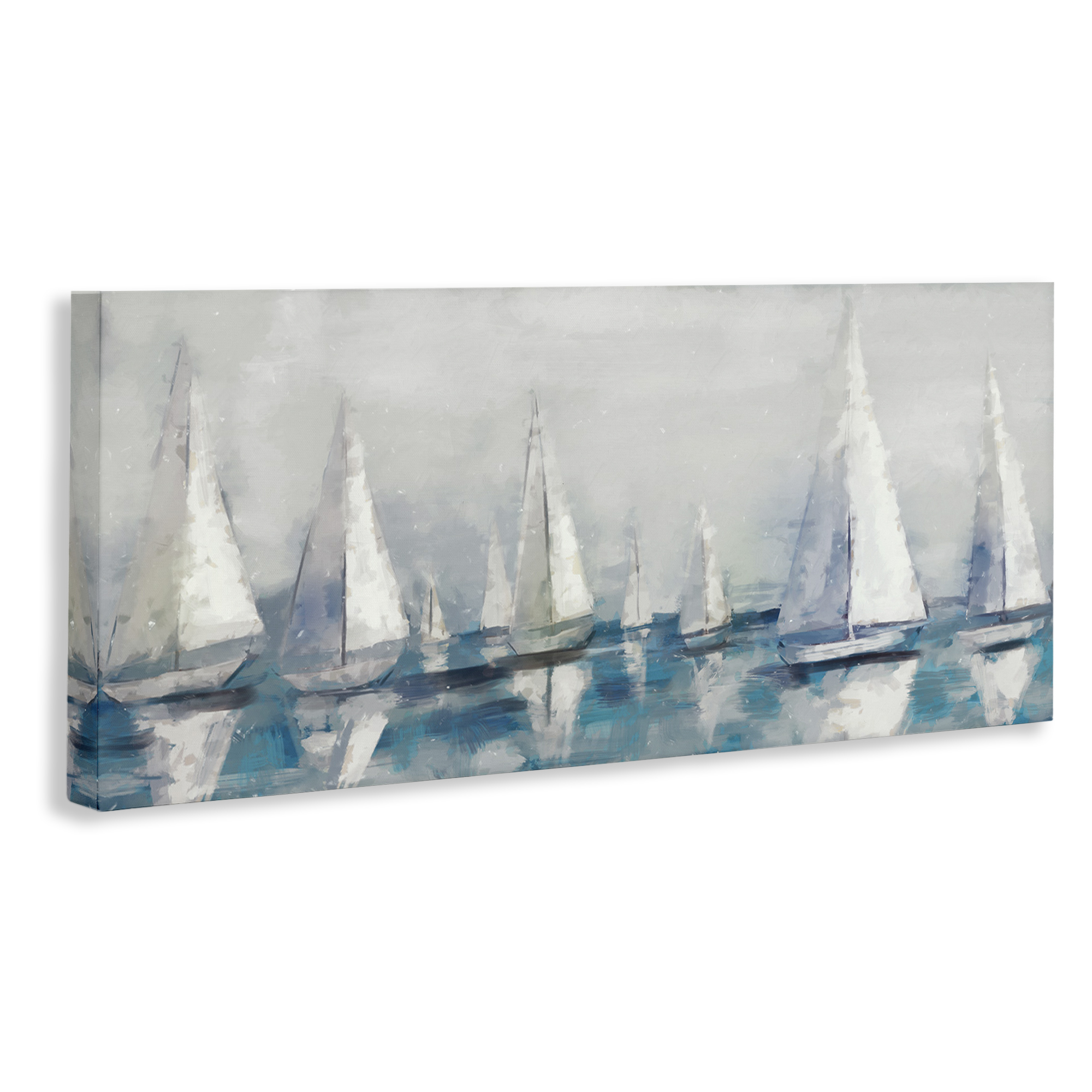 Stupell Industries Sailing Fleet Boats Transportation Painting Gallery Wrapped Canvas Art Print Wall Art, 40 x 17