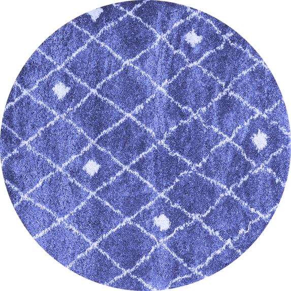 Ahgly Company Indoor Round Trellis Blue Modern Area Rugs, 7' Round