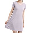 thumbnail image 2 of SwiftWear Basic Sleepshirts for Women Soft Short Sleeve Nightgowns Padded Sleepwear T-Shirt Dress with Pockets Purple, 2 of 9