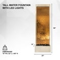 thumbnail image 6 of XBrand 68" H Freestanding Modern Indoor/Outdoor Waterfall Fountain w/ Decorative Rocks, LED Lights & Auto-Shut Off Pump, Stainless Steel Silver Frame/ Bronze Glass, 6 of 13